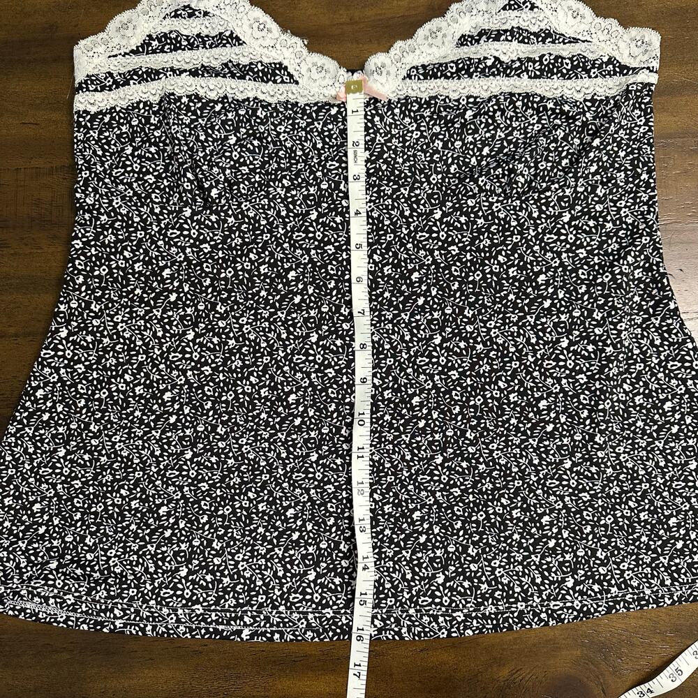 Marilyn Monroe XL Black Floral Lace Trim Babydoll Cami Y2K Coquette Top - Picture 4 of 7